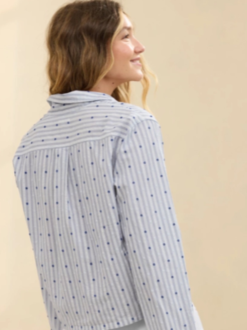 Aerie Off-Duty Poplin Tie Front Pajama Shirt